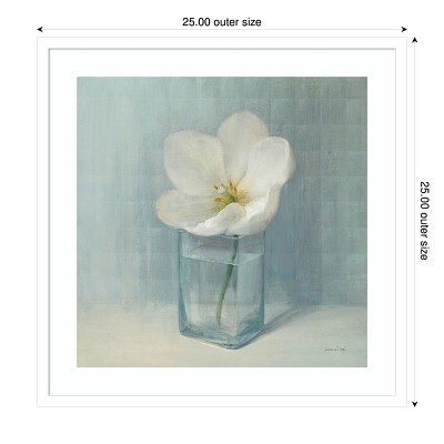 White Tulip in Glass Vase Framed Lithograph Print
