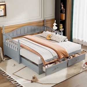 NicBex 79.9" Twin Size Daybed with Trundle Upholstered Daybed with Storage Extendable Day bed with 2 Spacious Drawers for Living Room - 1 of 4
