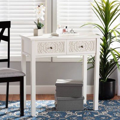 Lambert Classic White Firwood 2-Drawer Console Table
