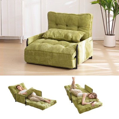 MAXYOYO Adjustable Floor Sofa Couch with Pillow, 5-Position Foldable Lazy Sofa Sleeper Bed with Armrest