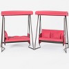 Nestfair 93.8" 3-Person Metal Patio Swing Chair Swing Bed with Cushion and Adjustable Canopy - 2 of 4