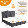Boucle Bed Frame Upholstered Bed Frame with Adjustable Headboard, Solid Wood Slats Support, No Box Spring Needed, Easy Assembly - 2 of 4