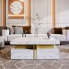 TIRAMISUBEST Luxury Square Coffee Table with 4 Hidden Drawers, Faux Marbling Design Cocktail Table Center Table - 2 of 4