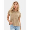 EXLURA Womens Summer Cute Crop Tops Short Sleeve Pleated T-shirts Crewneck Blouse - 2 of 4