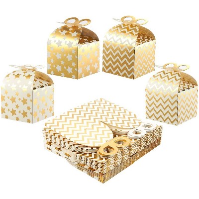 36 Paper Treat Boxes for Party Favor Goodie Gift Bright Golden Polka Dot 3.7x3.2