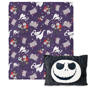 Disney Nightmare Before Christmas Jump Scare Silk Touch Throw Blanket 50X60 inches with Plush Pocket Pillow 14X20 inches - 1 of 4