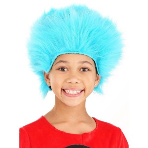 HalloweenCostumes.com    Dr. Seuss Thing 1 & Thing 2 Plush Costume Wig for Kids, Blue - 1 of 4