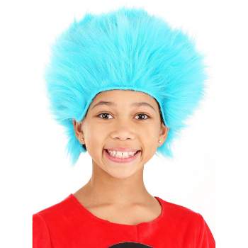 HalloweenCostumes.com    Dr. Seuss Thing 1 & Thing 2 Plush Costume Wig for Kids, Blue