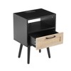 Natural 15.75" Rattan End Table with Power Outlet, USB Ports, Drawer and Solid Wood Legs - Modern Nightstand/Side Table - 4 of 4