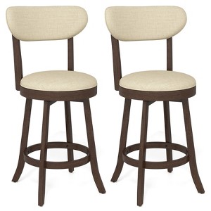 Tangkula 25.5" Counter Height Chairs Set of 2 w/ Padded Seat & Backrest Rubber Wood - 1 of 4