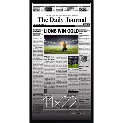 Americanflat 11x22 Newspaper Frame with plexiglass - Assorted Media Article Cover Frame - Available in a variety of Colors