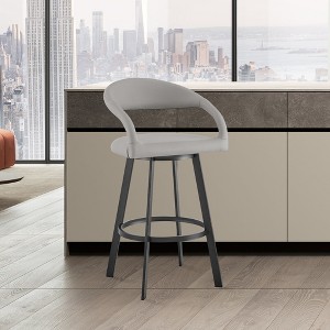Armen Living Ramona Swivel Barstool Light Gray and Black 26 in Seat Height - 1 of 4