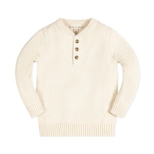 Hope & Henry Boys' Long Sleeve Henley Pullover Sweater with Rib Details, Infant, 12-18 Months - 1 of 4