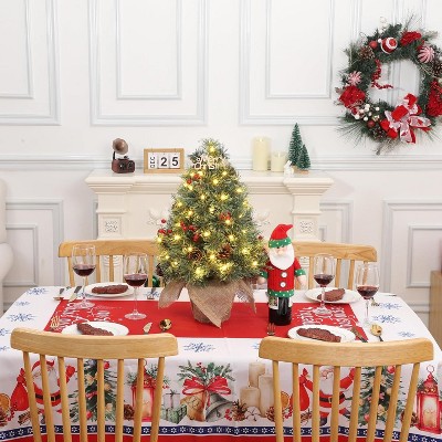 Acekool 2ft Mini Tabletop Tree - Pre-Lit LED Decor with Pinecone Accents