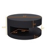CENGHU 31.5" Round Coffee Table with Vertical Stripe Design, Modern Center Table with Storage, Side Table for Living Room, Dining  Room, Black - 3 of 4