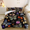 Black Floral Comforter Set, Colorful Butterfly and Floral Pattern Bedding Set - 3 of 4