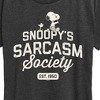 Women's - Peanuts - Snoopy Sarcasm Society Short Sleeve Graphic T-Shirt - 2 of 4