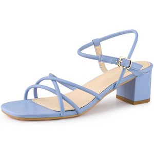 Perphy Women's Strappy Strap Open Toe Slingback Chunky Heel Sandals - 1 of 4