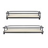 2pc Modern Rectangle Wood and Metal Serving Tray Set Brown - Stonebriar Collection: Nesting, Decorative Centerpiece - 2 of 4