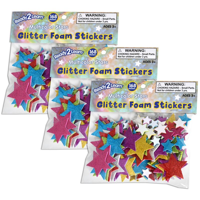 READY 2 LEARN™ Glitter Foam Stickers - Stars - Multicolor, 168 Per Pack, 3 Packs, 1 of 10
