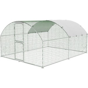 Large Metal Chicken Coop, Dome Shape Chicken Coop with Double Door, Chicken Run with Waterproof and Anti-UV Cover, for Outdoor Farm Yard - 1 of 4