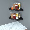 Racxily 2Pcs Corner Shower Caddy Shelf with Hooks, Adhesive Bathroom Shelves, Wall Mounted Organizers, Black - 3 of 4