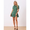 Allegra K Women's Summer Chiffon Ruffle Tie Neck Puff Short Sleeve Floral Dress - 3 of 4