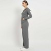 Cherie Code Women’s Hooded Zip‑Front Jacket & Wide‑Leg Pant Set – Long Sleeve Lounge Two‑Piece in Grey - 2 of 4