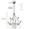 LNC Gartin 6-Light 27" Farmhouse Wagon Wheel Large Chandelier, Matte Black and Antique Brown - 3 of 4