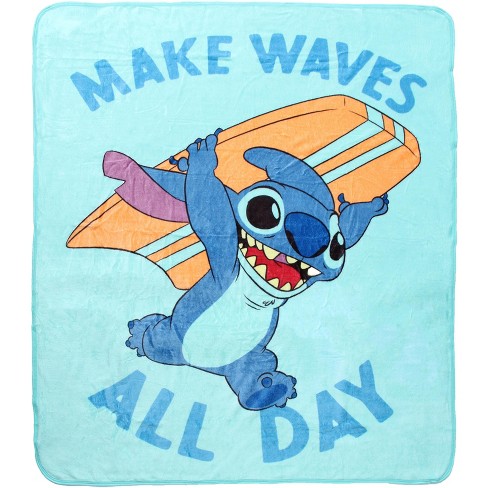 Disney Lilo And Stitch Make Waves All Day Silk Touch Throw Blanket 50 x  60 Blue