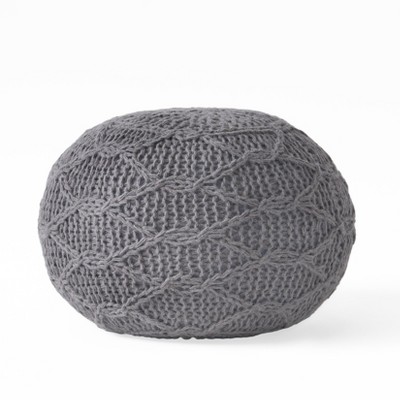 GDFStufio Biljon Boho Handmade Fabric Round 20 x 20 Pouf