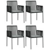 vidaXL- 5 Piece Patio Dining Set in Black Poly Rattan and Steel with Cushions, Tempered Glass Tabletop and Comfortable Outdoor Chairs - 4 of 4