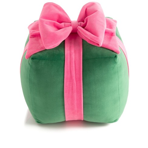 Shiraleah Medium Gift Box Shaped Pillow, Green - image 1 of 4