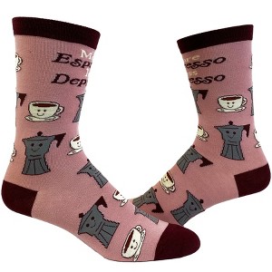 Crazy Dog T-Shirts Women's Espresso Depresso Socks Funny Cute Coffee Cup Pot Graphic Novelty Footwear - 1 of 4