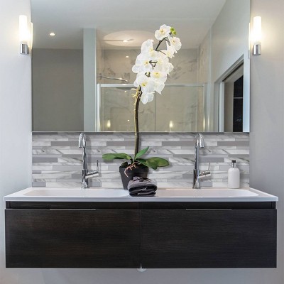 Milano Carrera Gray and White Peel and Stick Vinyl Backsplash Tiles