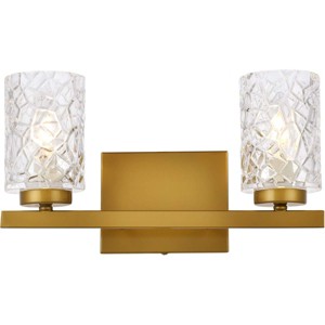 Elegant Lighting Cassie 2 lights bath sconce in brass with clear shade - 1 of 4