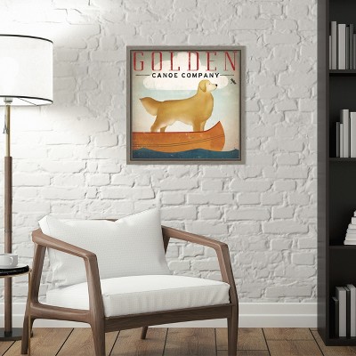 Golden Dog Canoe Company Framed Canvas Print in Graywash