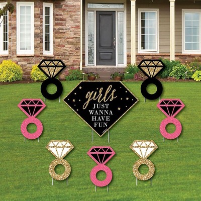 Big Dot of Happiness Girls Night Out - Yard Sign & Outdoor Lawn Decorations - Bachelorette Party Yard Signs - Set of 8