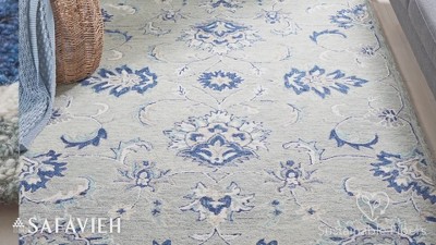 Handmade Tufted Wool Rectangular Rug 4' x 6' in Blue