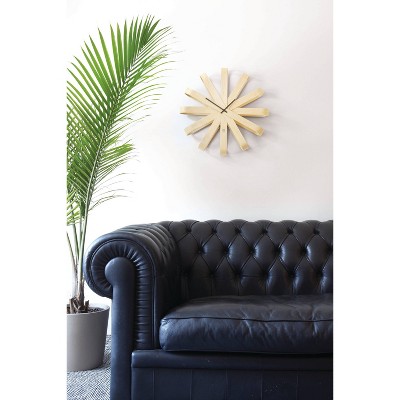Natural Beech Wood Ribbon Wall Clock, 20" Diameter