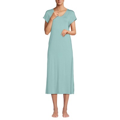 Lands' End Women's Short Sleeve Cooling Midi Nightgown
