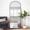 Muselady Arched Black Floor Mirror,Black Aluminum Frame Finish Large Arch-Crowned Top Rectangle Full Length Floor Mirror with Stand-The Pop Home - 3 of 4