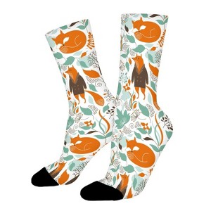 Cartoon Cute Fox Women Printed Crew Socks Funny Funky Socks Soft Polyester Novelty Gifts for Artists Men - 1 of 1