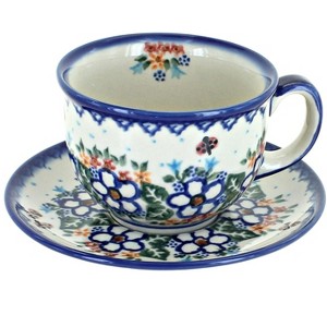 Blue Rose Polish Pottery 33 Vena Cup & Saucer - 1 of 1