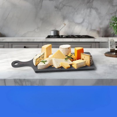 Extra Long Black Acacia Wood Cutting Board with Round Handle