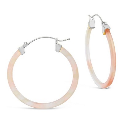 SHINE by Sterling Forever 50mm Silver Resin Hoop Earrings[Sorbet]