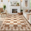 Washable Geometric Living Room Rugs, Checkered Print Soft Non Slip Bedroom Carpet, Stain Resistant Floor Cover for Dining Room Kitchen - 3 of 4
