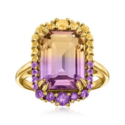 Ross-Simons 6.50 Carat Ametrine Ring With .30 ct. t.w. Amethysts and .30 ct. t.w. Citrines in 18kt Gold Over Sterling