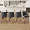 Bekrvio 26'' Counter Height Swivel Bar Stools Set of 4 —Backs and Wood Legs,Linen Fabric/PU Leather Upholstered Barstools for Kitchen Island - 3 of 4