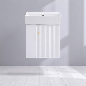Mshliw 21.6" Wall-Mounted Bathroom Vanity with Ceramic Sink, Soft-Close Door, Left Storage, Modern Design - 1 of 4